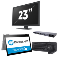 HP EliteBook x360 1030 G2 - Intel Core i5-7e Generatie - 13 inch - 8GB RAM - 256GB SSD - Windows 11 + 1x 23 inch Monitor