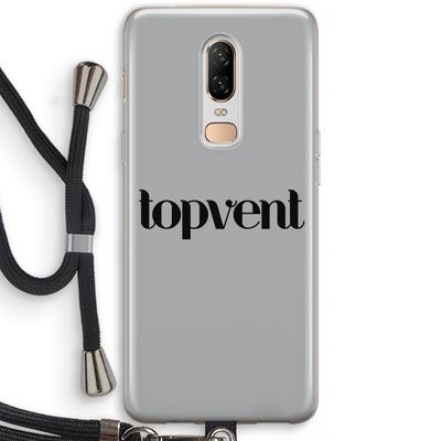 Topvent Grijs Zwart: OnePlus 6 Transparant Hoesje met koord