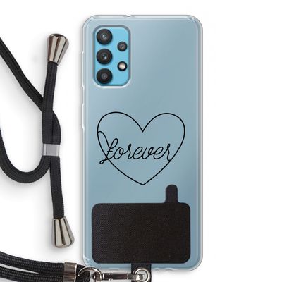 Forever heart black: Samsung Galaxy A32 4G Transparant Hoesje met koord