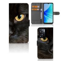 PPO A57 | A57s | A77 4G | Telefoonhoesje | Met pasjeshouder | Zwarte Kat