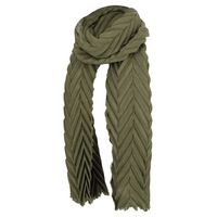 Sarlini Langwerpige Woven Plisse Sjaal Khaki - thumbnail