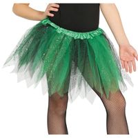 Korte heksen verkleed tule onderrok groen/zwart 31 cm voor meisjes   -