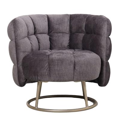 Pluizige grijze fauteuil vogue 16 grafiet gouden onderstel