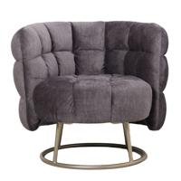 Pluizige grijze fauteuil vogue 16 grafiet gouden onderstel