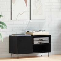 Platenkast met plank Zwart eiken 85 x 38 x 48 cm Bewerkt hout