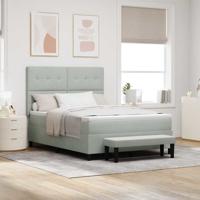 Boxspringbed met Matras & Bank Lichtgrijs 160x200 cm Fluweel