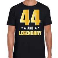 44 and legendary verjaardag cadeau t-shirt goud 44 jaar zwart voor heren