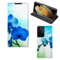 Samsung Galaxy S21 Ultra Smart Cover Orchidee Blauw - Cadeau voor je Moeder - thumbnail