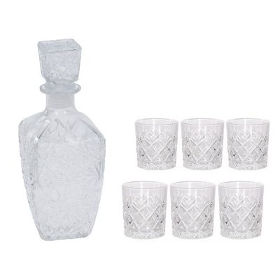 Whisky karaf Star 900 ml met 6x Luxe whiskeyglazen 200 ml