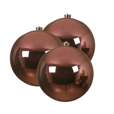 3x stuks grote kunststof kerstballen lippenstift roze 14 cm glans