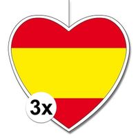 3x Spanje hangdecoratie harten 28 cm   -