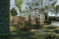 Royal Well Mary IV aluminium tuinkas 212x430 cm groengrijs- - Veiligheidsglas- Royal Well