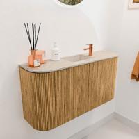 Toiletmeubel Mondiaz Joya Dlux | 83.2 cm | Meubelkleur Oak | Faye wastafel Frappe Wasbak Midden | 1 kraangat