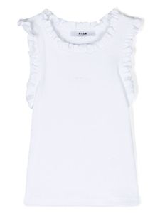 MSGM Kids t-shirt volanté à logo brodé - Blanc