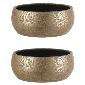 Mica Decorations Bloempot - 2x stuks - goudkleurig - schaal - 15 x 37 cm