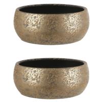 Mica Decorations Bloempot - 2x stuks - goudkleurig - schaal - 15 x 37 cm