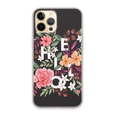 Hello in flowers: iPhone 13 Pro Max Transparant Hoesje
