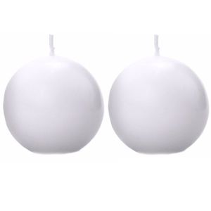 2x Mat witte bolkaarsen 8 cm   -