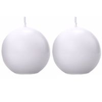 2x Mat witte bolkaarsen 8 cm   -