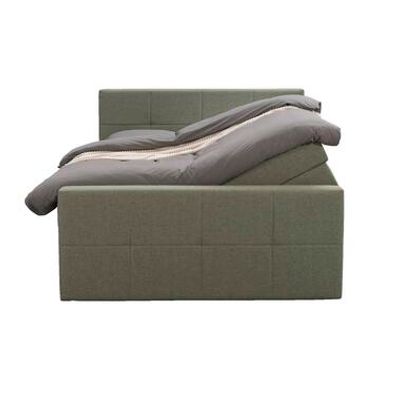 Boxspring met opbergruimte en voetbord Liv geblokt - groen - 140x200cm - Leen Bakker