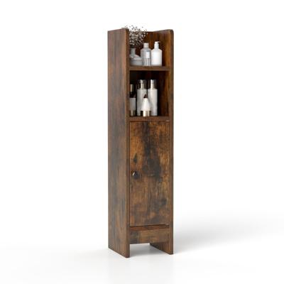 Smalle Toiletkast met 2 Open Vakken en 2 Afneembare Panken Vintage Badkamerkast