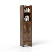 Smalle Toiletkast met 2 Open Vakken en 2 Afneembare Panken Vintage Badkamerkast