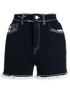 Barrie short en maille fine à franges - Bleu