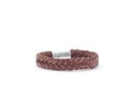 Qoss Heren Armband Gevlochten Leer Tom Bruin - Maat S