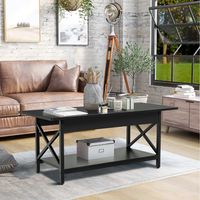 Salontafel Koffietafel met Legplank Woonkamertafel Banktafel voor Woonkamer 110 x 60 x 48 cm (Zwart)