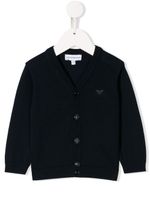 Emporio Armani Kids cardigan à logo imprimé - Bleu