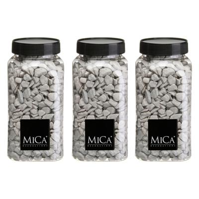 Mica Decorations decoratie steentjes - 3x - grijs - 1 kilo - 650ml - hobby steentjes