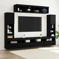 8-delige TV Wandmeubels met LED Zwart Eiken Bewerkt Hout