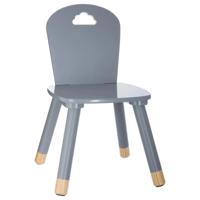 Kinder stoeltje - grijs - hout - D30 x H50 cm - bijzet stoeltjes