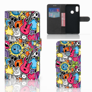 Xiaomi Mi A2 Lite Wallet Case met Pasjes Punk Rock