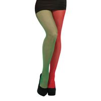 Visnet panty rood/groen kerstelf voor dames - thumbnail