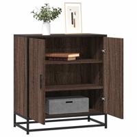Dressoir 68x35x76 cm bewerkt hout en metaal bruin eikenkleur