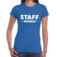 Staff member / personeel tekst t-shirt blauw dames