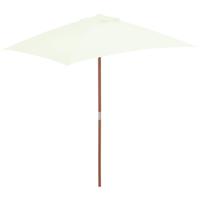 VidaXL Parasol met houten paal 150x200 cm zandkleurig