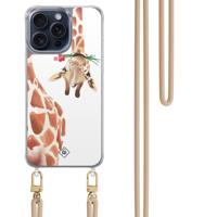 iPhone 15 Pro Max hoesje met beige koord - Giraffe