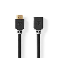 Nedis High Speed HDMI-Kabel met Ethernet | HDMI Connector | HDMI Female | 8K@60Hz | eARC | 48 Gbps | 1.00 m | Rond | PVC | Antraciet | Doos - - thumbnail