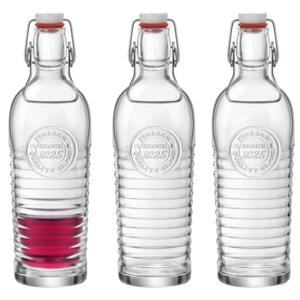 Bormioli Rocco beugelfles/weckfles - Set van 3x stuks - transparant - met beugeldop - 1200 ml