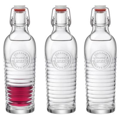 Bormioli Rocco beugelfles/weckfles - Set van 3x stuks - transparant - met beugeldop - 1200 ml