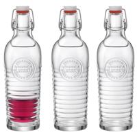Bormioli Rocco beugelfles/weckfles - Set van 3x stuks - transparant - met beugeldop - 1200 ml