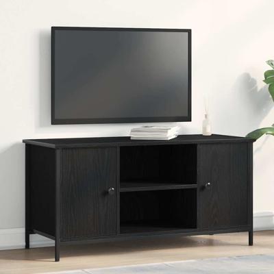 TV-kast Zwart eiken 100 x 40 x 50 cm Bewerkt hout