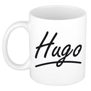 Hugo voornaam kado beker / mok sierlijke letters - gepersonaliseerde mok met naam - Naam mokken