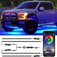 waza auto underglow verlichting exterieur kit 4 stks underbody led strip verlichting 8 kleur geluid actieve functie en draadloze afstandsbediening met 6ft verlengdraad kabelbinder ip68 Lightinthebox