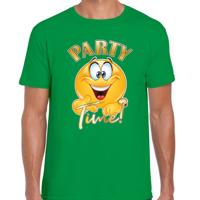 Verkleed T-shirt voor heren - party time emoji - groen - themafeest