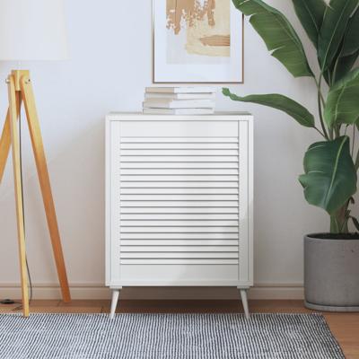 VidaXL Kastdeur met lamellen 69x59,4 cm massief grenenhout wit