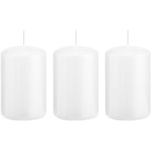 3x Witte cilinderkaarsen/stompkaarsen 5 x 8 cm 18 branduren