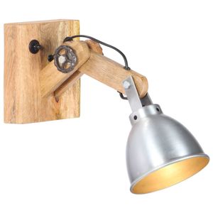 VidaXL Wandlamp e27 massief mangohout en ijzer zilverkleurig
